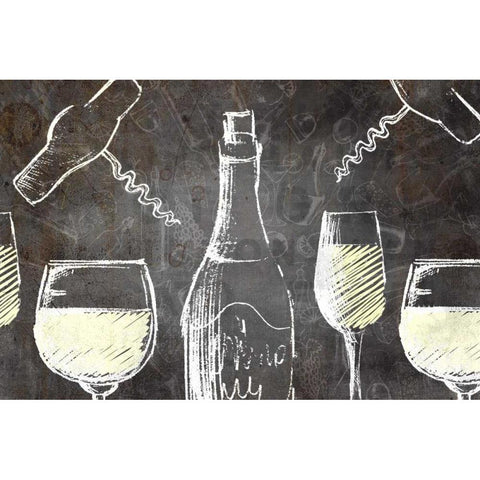 Chalkboard Wine 1 Black Modern Wood Framed Art Print with Double Matting by Allen, Kimberly