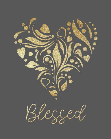 Blessed Heart Black Ornate Wood Framed Art Print with Double Matting by Allen, Kimberly