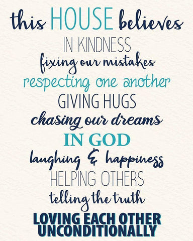 This House Believes White Modern Wood Framed Art Print with Double Matting by Allen, Kimberly