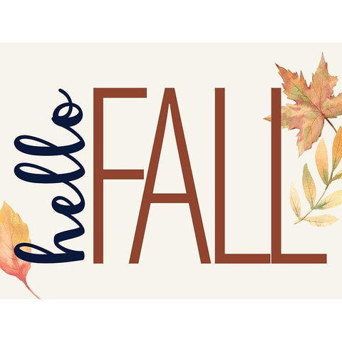 Hello Fall Black Modern Wood Framed Art Print by Allen, Kimberly