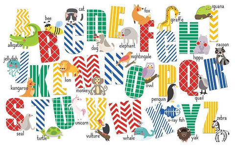 ABCs Animals White Modern Wood Framed Art Print with Double Matting by Allen, Kimberly