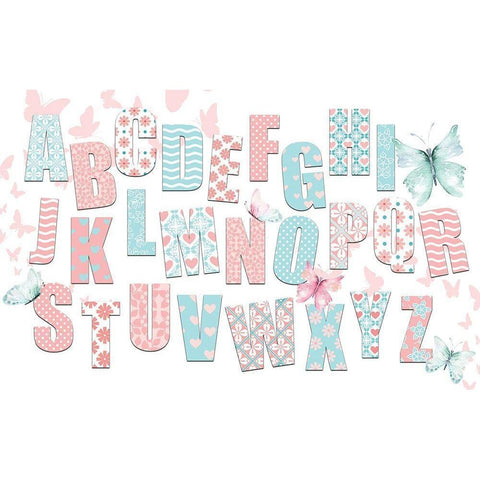 ABCs Pink Teal Black Modern Wood Framed Art Print by Allen, Kimberly