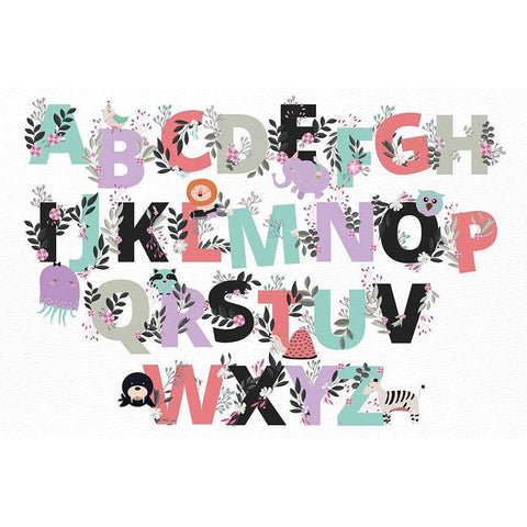 Floral Alphabet Gold Ornate Wood Framed Art Print with Double Matting by Allen, Kimberly