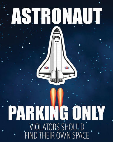 Astronaut Parking Black Ornate Wood Framed Art Print with Double Matting by Allen, Kimberly