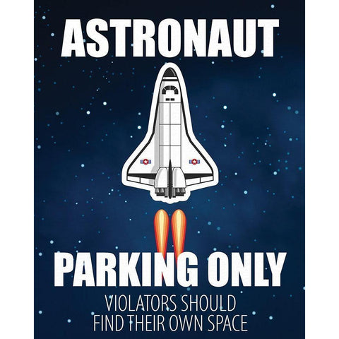 Astronaut Parking Gold Ornate Wood Framed Art Print with Double Matting by Allen, Kimberly