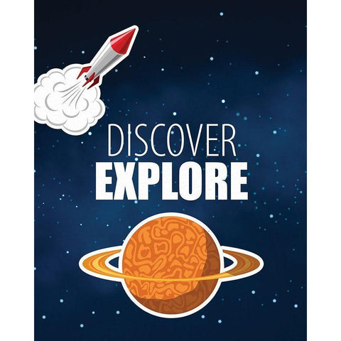 Explore Space White Modern Wood Framed Art Print by Allen, Kimberly