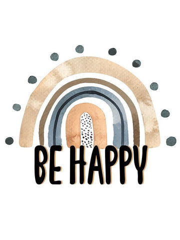 Be Happy Rainbow V2 Black Ornate Wood Framed Art Print with Double Matting by Allen, Kimberly
