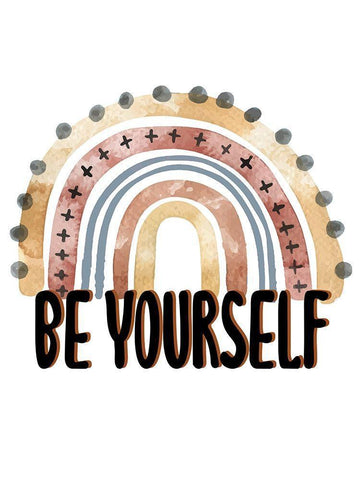 Be Yourself Rainbow V2 White Modern Wood Framed Art Print with Double Matting by Allen, Kimberly