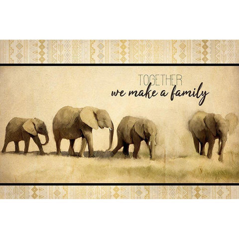 Elephant Family Black Modern Wood Framed Art Print with Double Matting by Allen, Kimberly