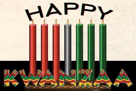 Happy Kwanzaa White Modern Wood Framed Art Print with Double Matting by Allen, Kimberly