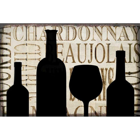 Wine Silhouette 1 Black Modern Wood Framed Art Print with Double Matting by Allen, Kimberly