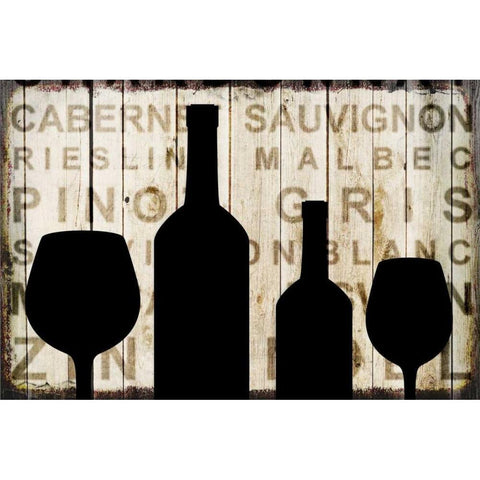 Wine Silhouette  2 Black Modern Wood Framed Art Print with Double Matting by Allen, Kimberly