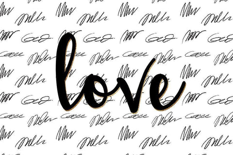 Love Scribbles White Modern Wood Framed Art Print with Double Matting by Allen, Kimberly