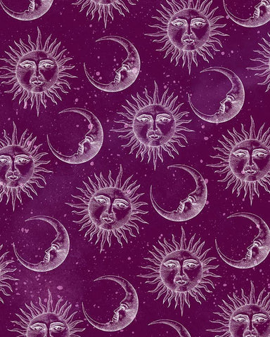 Sun Moon Pattern Pink Black Ornate Wood Framed Art Print with Double Matting by Allen, Kimberly