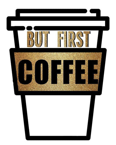 Coffee First White Modern Wood Framed Art Print with Double Matting by Allen, Kimberly