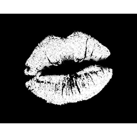 White Lips Black Modern Wood Framed Art Print with Double Matting by Allen, Kimberly