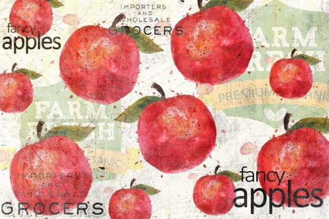 Fancy Apple White Modern Wood Framed Art Print with Double Matting by Allen, Kimberly