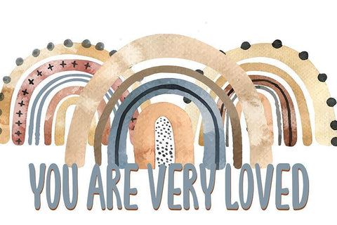 You are Loved Rainbow Black Ornate Wood Framed Art Print with Double Matting by Allen, Kimberly