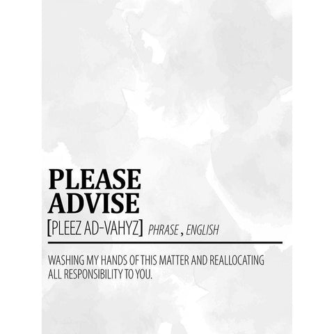 Please Advise 1 Watercolor BW Black Modern Wood Framed Art Print with Double Matting by Allen, Kimberly