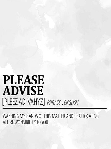 Please Advise 1 Watercolor BW White Modern Wood Framed Art Print with Double Matting by Allen, Kimberly