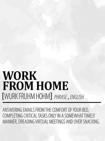 Work From Home 1 Watercolor BW Black Ornate Wood Framed Art Print with Double Matting by Allen, Kimberly