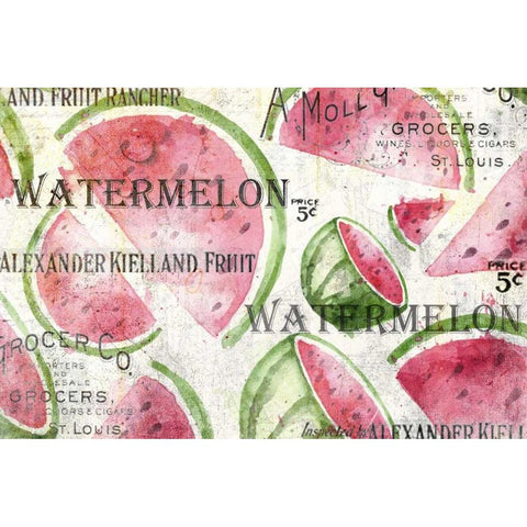 Watermelon Summer Gold Ornate Wood Framed Art Print with Double Matting by Allen, Kimberly