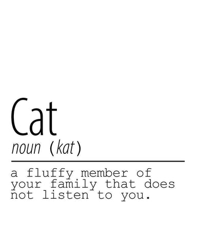 Cat Noun White Modern Wood Framed Art Print with Double Matting by Allen, Kimberly