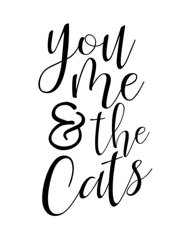 You Me Cats White Modern Wood Framed Art Print with Double Matting by Allen, Kimberly