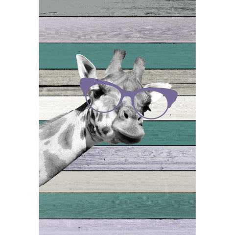 Giraffes Glasses 1 White Modern Wood Framed Art Print by Allen, Kimberly