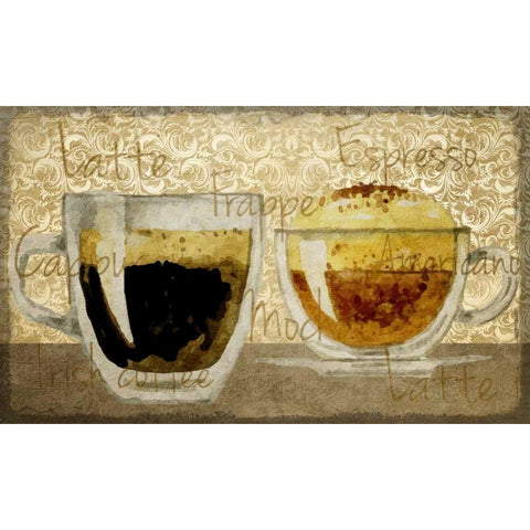 Damask Coffee 1 White Modern Wood Framed Art Print by Allen, Kimberly