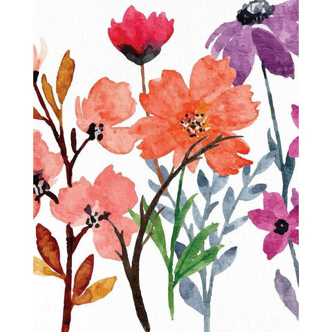 Wildflowers 1 White Modern Wood Framed Art Print by Allen, Kimberly