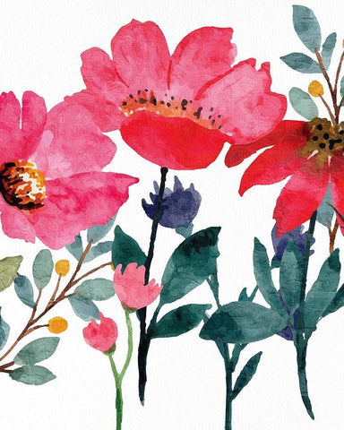 Wildflowers 3 White Modern Wood Framed Art Print with Double Matting by Allen, Kimberly