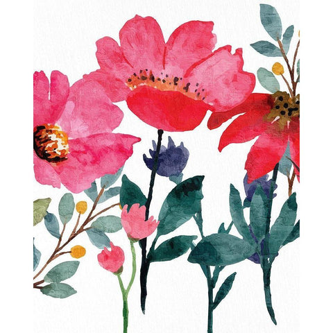 Wildflowers 3 White Modern Wood Framed Art Print by Allen, Kimberly