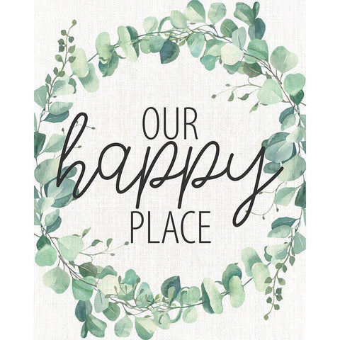 Our Happy Place Wreath White Modern Wood Framed Art Print by Allen, Kimberly