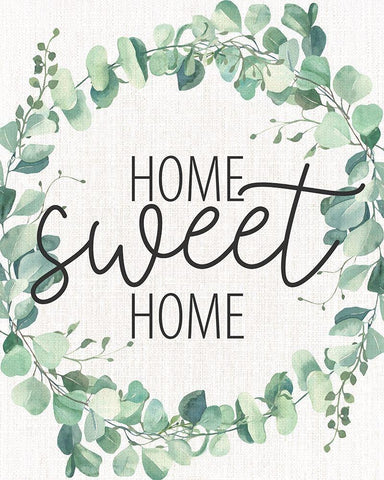 Home Sweet Home Wreath White Modern Wood Framed Art Print with Double Matting by Allen, Kimberly