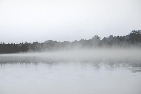Lake Mist White Modern Wood Framed Art Print with Double Matting by Allen, Kimberly
