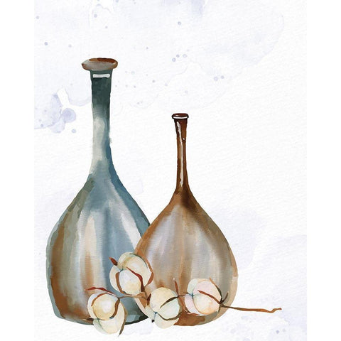 Cotton Vase 1 Gold Ornate Wood Framed Art Print with Double Matting by Allen, Kimberly