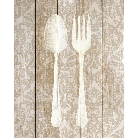 Cutlery 1 Black Modern Wood Framed Art Print with Double Matting by Allen, Kimberly