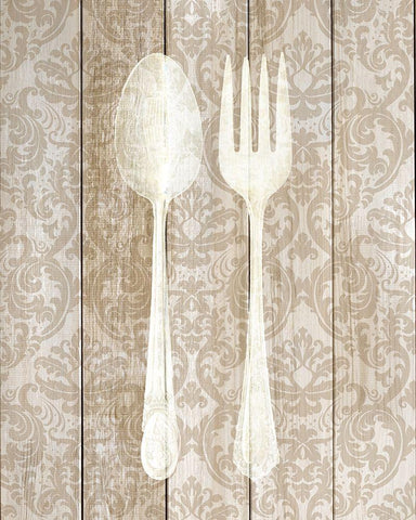 Cutlery 1 Black Ornate Wood Framed Art Print with Double Matting by Allen, Kimberly