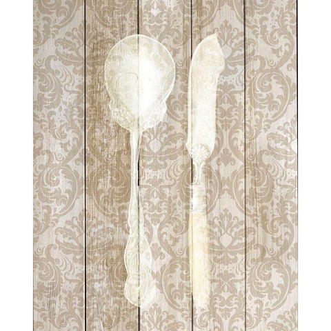 Cutlery 2 Black Modern Wood Framed Art Print with Double Matting by Allen, Kimberly