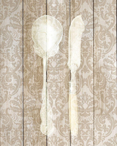 Cutlery 2 Black Ornate Wood Framed Art Print with Double Matting by Allen, Kimberly
