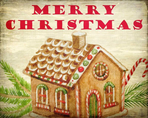 Gingerbread House Christmas Black Ornate Wood Framed Art Print with Double Matting by Allen, Kimberly