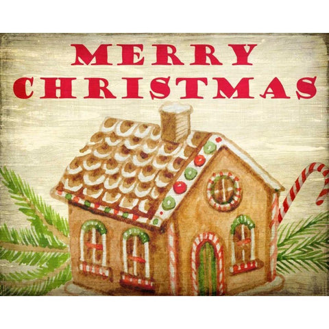 Gingerbread House Christmas Black Modern Wood Framed Art Print by Allen, Kimberly