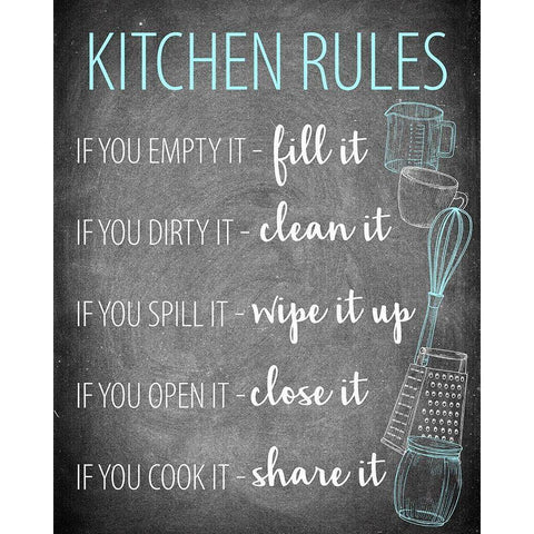 Kitchen Rules White Modern Wood Framed Art Print by Allen, Kimberly