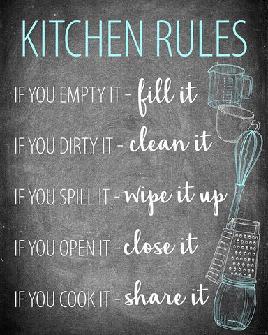 Kitchen Rules White Modern Wood Framed Art Print with Double Matting by Allen, Kimberly