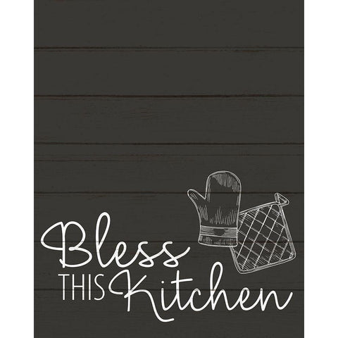 Bless this Kitchen Black Modern Wood Framed Art Print with Double Matting by Allen, Kimberly