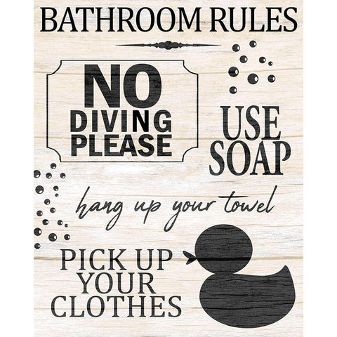 Bath Rules 1 Gold Ornate Wood Framed Art Print with Double Matting by Allen, Kimberly