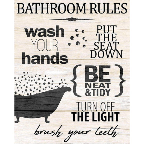 Bath Rules 2 Gold Ornate Wood Framed Art Print with Double Matting by Allen, Kimberly