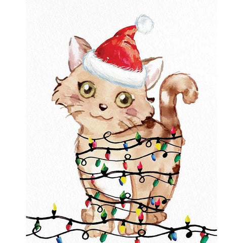 Kitten Lights 1 White Modern Wood Framed Art Print by Allen, Kimberly