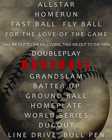 Baseball White Modern Wood Framed Art Print with Double Matting by Allen, Kimberly